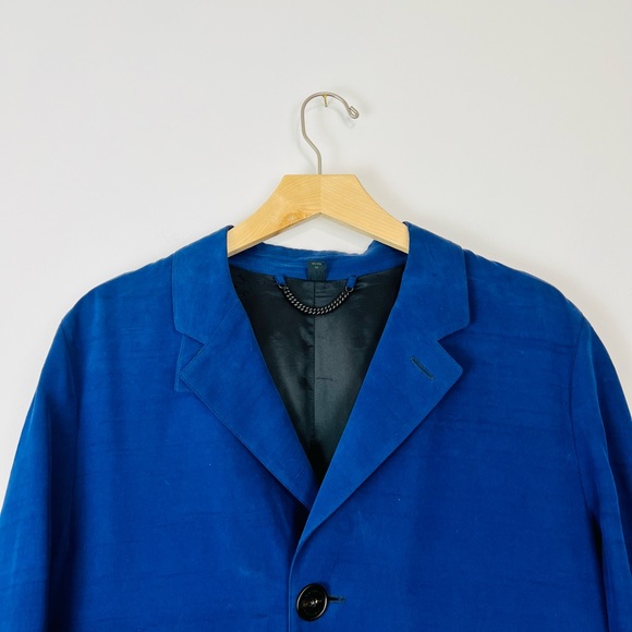 Burberry Prorsum 2014 Runway Blue 100% Silk Tailored Trench Coat UK L - Picture 2 of 14